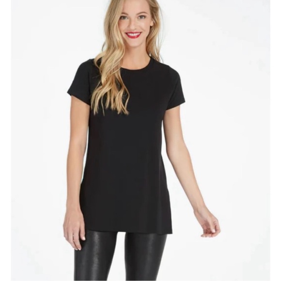 NEW Spanx Perfect Length Short Sleeve Tee in Black. 50169R. Small - Picture 1 of 10
